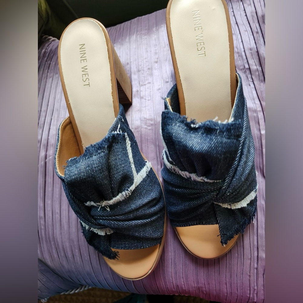 Nine West Denim Slide Sandals - Picture 4 of 4